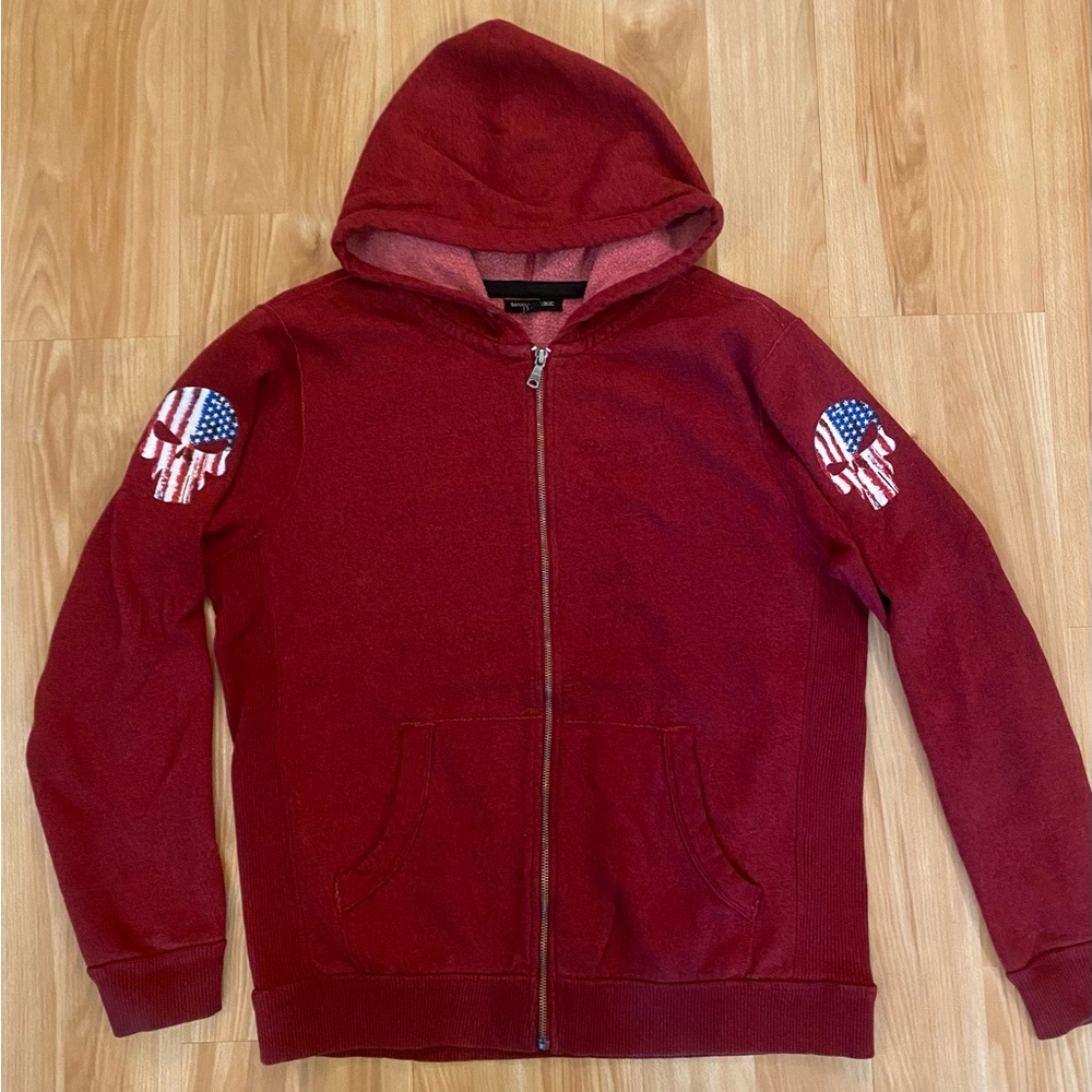 Customized Banana Republic Fullzip Hoodie with Patriotic Punisher skulls